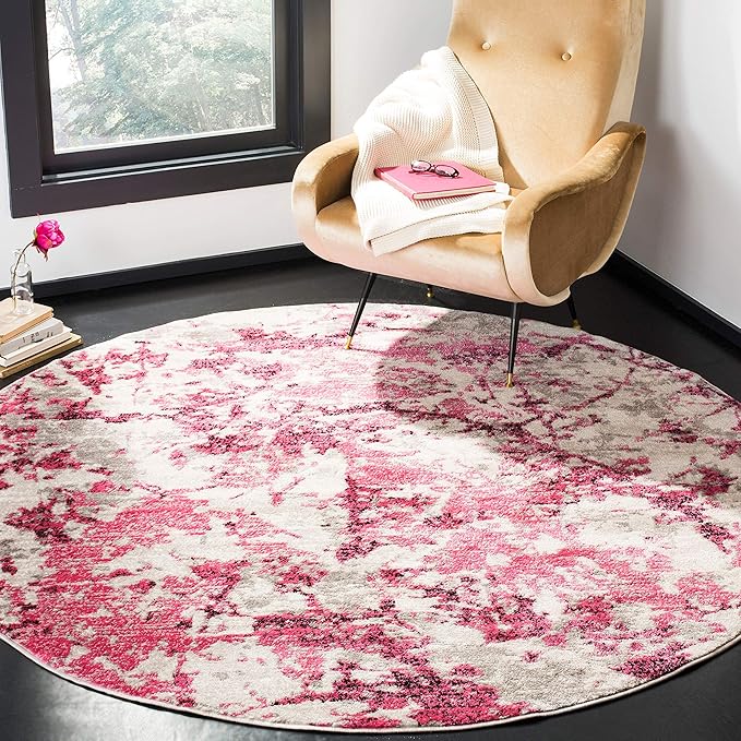 SAFAVIEH Skyler Collection 3' x 5' Pink / Ivory SKY186N Modern Abstract Non-Shedding Living Room Bedroom Accent Rug