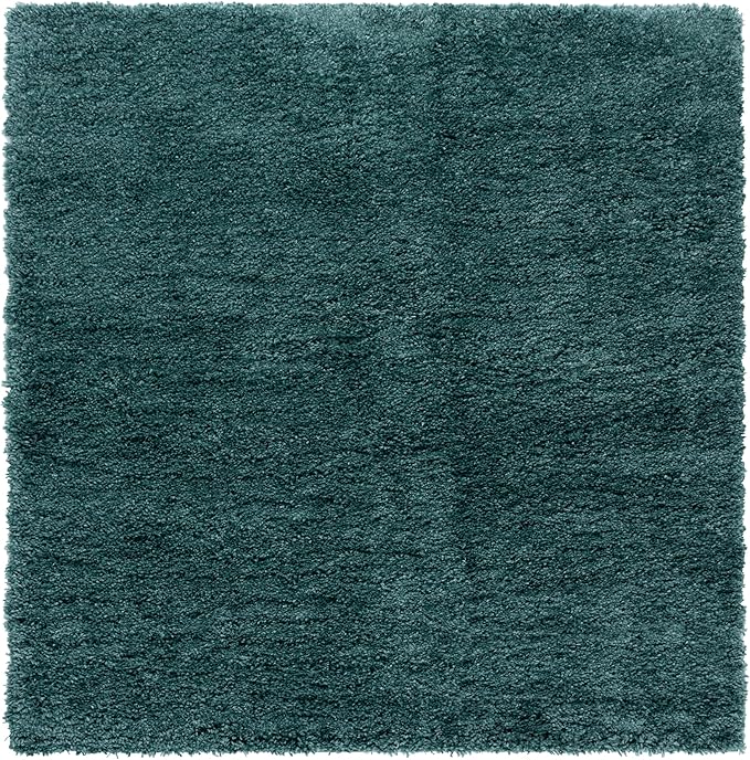 SAFAVIEH Fontana Shag Collection Area Rug - 6'7" Square, Green, Geometric Design, Ideal for High Traffic Areas in Living Room, Bedroom & Dining Room (FNT800Y-7SQ)