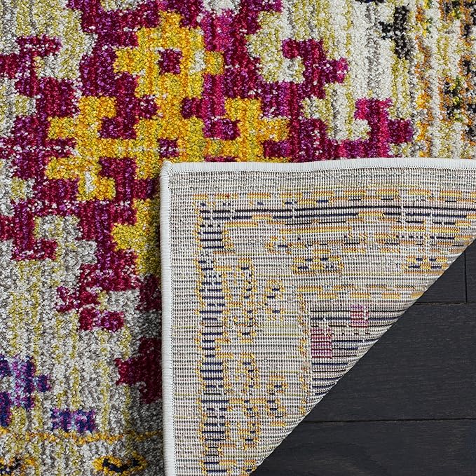 SAFAVIEH Monaco Collection Runner Rug - 2'2" x 8', Ivory & Multi, Boho Diamond Trellis Design, Non-Shedding & Easy Care, Ideal for High Traffic Areas in Living Room, Bedroom (MNC244A)