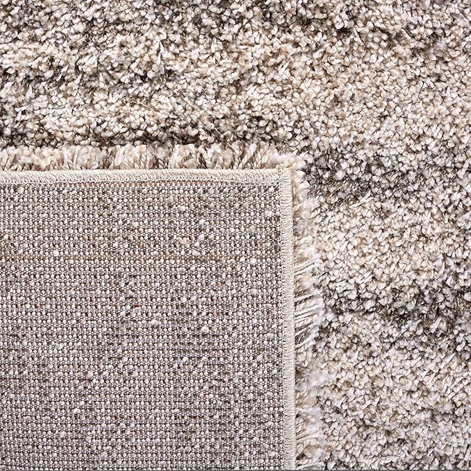 SAFAVIEH Hudson Shag Collection Area Rug - 2'3" x 12' Runner, Ivory/Grey, Geometric Design, Plush 1.9 Inch Thick Ideal for High Traffic Areas in Living Room, Bedroom, Dining (SGH206A)