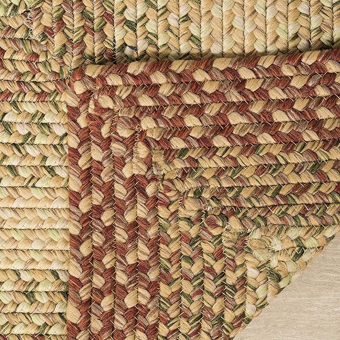 SAFAVIEH Washable Rug Outdoor Braided Collection - 8' Round, Rust & Multi, Handmade & Reversible, Non-Shedding & Easy to Clean, Ideal for Patio, Backyard, Mudroom (BRD303A)