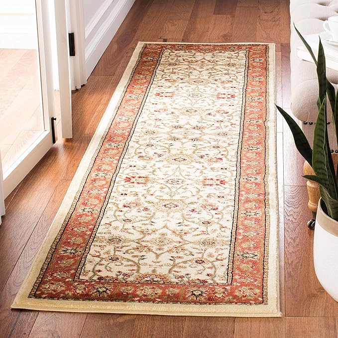 SAFAVIEH Lyndhurst Collection Runner Rug - 2'3" x 12', Ivory & Rust, Traditional Oriental Design, Non-Shedding & Easy Care, Ideal for High Traffic Areas in Living Room, Bedroom (LNH212R)