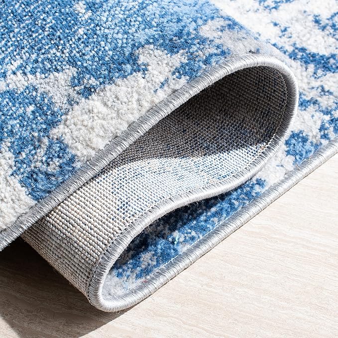 SAFAVIEH Jasper Collection Runner Rug - 2' x 6', Blue & Ivory, Modern Abstract Design, Non-Shedding & Easy Care, Ideal for High Traffic Areas in Living Room, Bedroom (JSP101M)