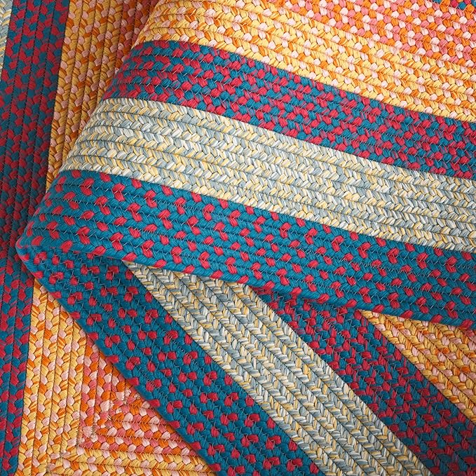 SAFAVIEH Washable Rug Outdoor Braided Collection - 6' x 9', Red & Orange, Handmade & Reversible, Non-Shedding & Easy to Clean, Ideal for Patio, Backyard, Mudroom (BRD308Q)