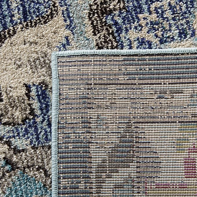 SAFAVIEH Monaco Collection Runner Rug - 2'2" x 16', Navy & Light Blue, Non-Shedding & Easy to Clean, Distressed Medallion Design, Ideal for Hallway, Foyer, Entryway, Kitchen, Bedroom (MNC243N)