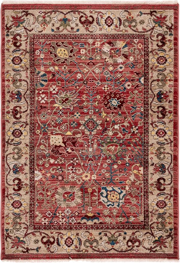 SAFAVIEH Kashan Collection Accent Rug - 3'3" x 4'1, Red & Beige, Traditional Oriental Design, Non-Shedding & Easy Care, Ideal for High Traffic Areas in Entryway, Living Room, Bedroom (KSN303L)