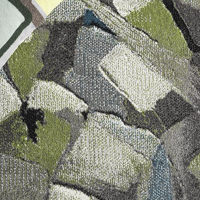 SAFAVIEH Porcello Collection Runner Rug - 2'3" x 8', Green & Grey, Modern Abstract Design, Non-Shedding & Easy Care, Ideal for The Entryway, Living Room, Foyer, Bedroom (PRL6937Y)