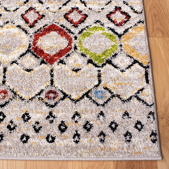SAFAVIEH Amsterdam Collection Accent Rug - 3' x 5', Light Grey & Multi, Moroccan Boho Design, Non-Shedding & Easy Care, Ideal for High Traffic Areas in Entryway, Living Room, Bedroom (AMS108G)