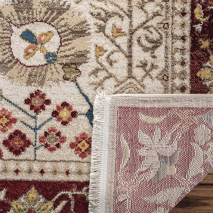 SAFAVIEH Kashan Collection Accent Rug - 3'3" x 4'1, Ivory & Red, Traditional Oriental Design, Non-Shedding & Easy Care, Ideal for High Traffic Areas in Entryway, Living Room, Bedroom (KSN303D)