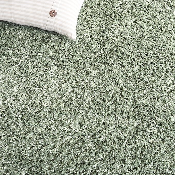 SAFAVIEH Lindsay Shag Collection Area Rug - 6' x 9', Green, 1.8-inch Thick, Ideal for Living Room, Bedroom, Home Office, Dining Space (LNS560Y-6)