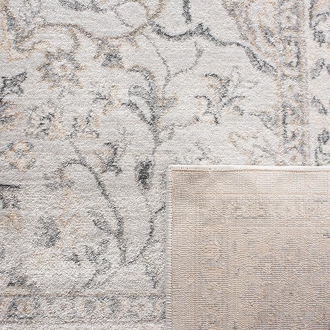 SAFAVIEH Isabella Collection Accent Rug - 2'2" x 5', Light Grey & Cream, Oriental Design, Non-Shedding & Easy Care, Ideal for High Traffic Areas in Entryway, Living Room, Bedroom (ISA912F)