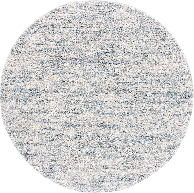 SAFAVIEH Area Rug 10' Round - Berber Shag Collection - Large - Ivory & Light Aqua, Non-Shedding & Easy to Clean, Plush Thick Pile, Ideal for Living Room, Bedroom, Dining Space (BER563J)