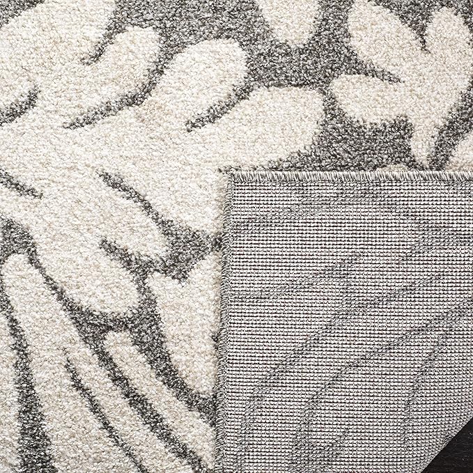 SAFAVIEH Amherst Collection Area Rug - 9' x 12', Dark Grey & Beige, Floral Design, Non-Shedding & Easy Care, Ideal for High Traffic Areas in Living Room, Bedroom (AMT425R)