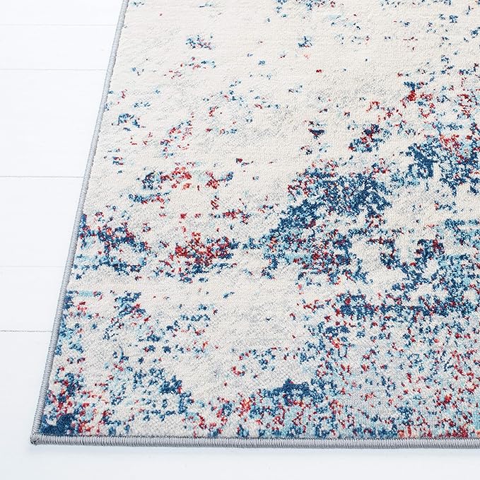 SAFAVIEH Brentwood Collection 3' x 5' Navy / Red BNT822N Modern Abstract Non-Shedding Living Room Bedroom Accent Rug