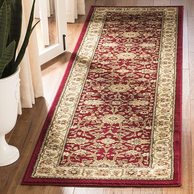 SAFAVIEH Lyndhurst Collection Runner Rug - 2'3" x 12', Red & Ivory, Traditional Oriental Design, Non-Shedding & Easy Care, Ideal for High Traffic Areas in Living Room, Bedroom (LNH212F)