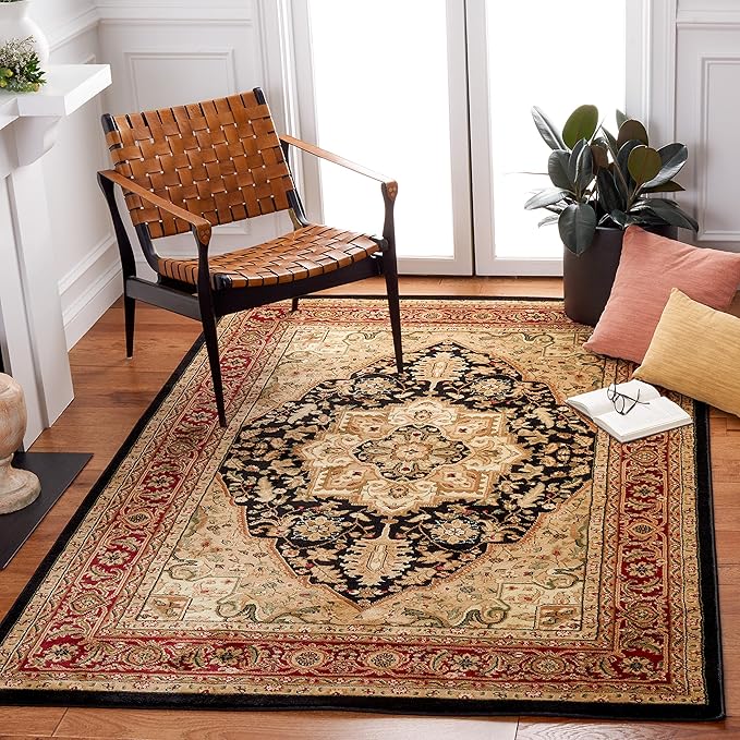 SAFAVIEH Lyndhurst Collection Accent Rug - 3'3" x 5'3", Black & Red, Traditional Oriental Design, Non-Shedding & Easy Care, Ideal for High Traffic Areas in Entryway, Living Room, Bedroom (LNH330Y)