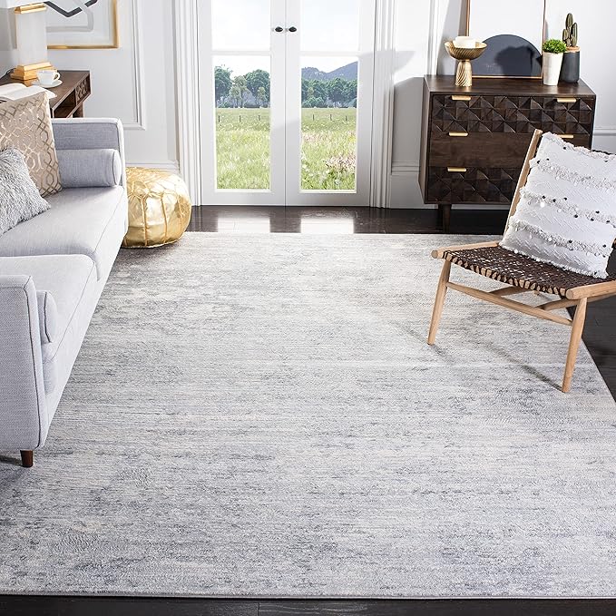 SAFAVIEH Brentwood Collection X-Large Area Rug - 12' x 15', Ivory & Grey, Modern Abstract Design, Non-Shedding & Easy Care, Ideal for High Traffic Areas in Living Room, Bedroom (BNT822A)