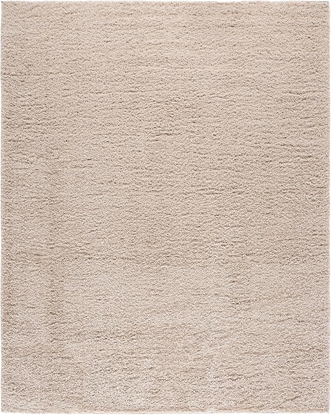 SAFAVIEH Lindsay Shag Collection Area Rug - 9' x 12', Beige, Modern Design, 2-inch Thick, Ideal for The Living Room, Dining, Bedroom (LNS560B)