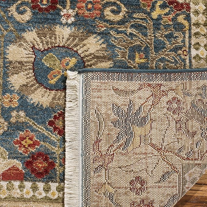 SAFAVIEH Kashan Collection Area Rug - 2'6" x 4', Blue & Tan, Traditional Oriental Design, Non-Shedding & Easy Care, Ideal for High Traffic Areas in Living Room, Bedroom, Dining (KSN303G-24)