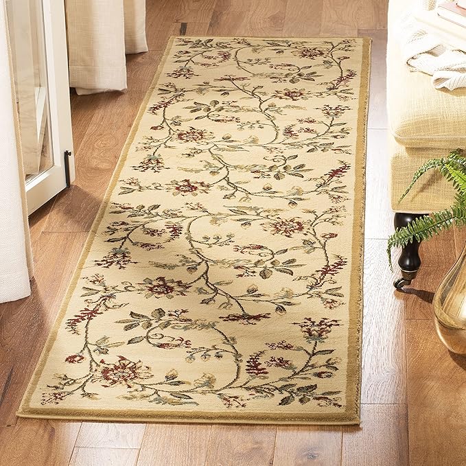 SAFAVIEH Lyndhurst Collection Runner Rug - 2'3" x 8', Ivory & Multi, Traditional Floral Design, Non-Shedding & Easy Care, Ideal for High Traffic Areas in Living Room, Bedroom (LNH552-1291)