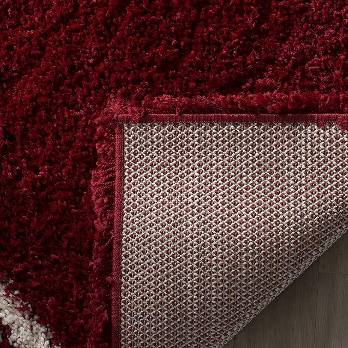 Safavieh Hudson Shag Collection Accent Rug - 2' x 3', Red & Ivory, Modern Trellis Design, Non-Shedding & Easy Care, 2-inch Thick Ideal for High Traffic Areas in Foyer, Living Room, Bedroom (SGH281R)