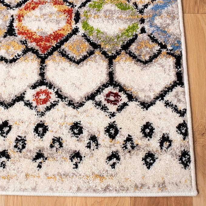 SAFAVIEH Amsterdam Collection Accent Rug - 3' x 5', Ivory & Multi, Moroccan Boho Design, Non-Shedding & Easy Care, Ideal for High Traffic Areas in Entryway, Living Room, Bedroom (AMS108K)