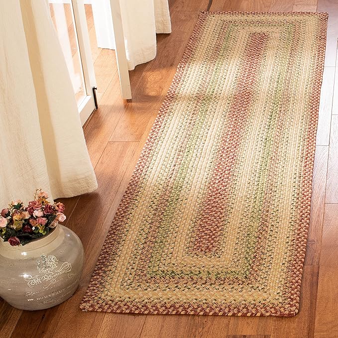 SAFAVIEH Washable Rug Outdoor Braided Collection - 2'3" x 6' Runner, Rust & Multi, Weather Resistant & Easy to Clean, Ideal for Entryway, Patio, Kitchen, Mudroom (BRD303A)