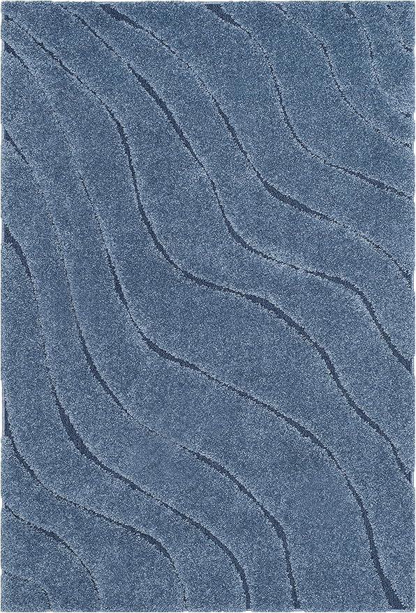 SAFAVIEH Florida Shag Collection Area Rug - 6' x 9', Light Blue & Blue, Non-Shedding & Easy Care, 1.2-inch Thick Ideal for High Traffic Areas in Living Room, Bedroom (SG472-6065)
