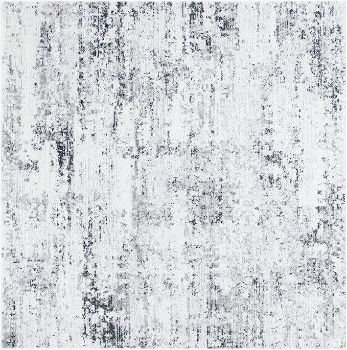 SAFAVIEH Amelia Collection Area Rug - 10' Square, Ivory & Grey, Modern Abstract Design, Non-Shedding & Easy Care, Ideal for High Traffic Areas in Living Room, Bedroom (ALA700C)