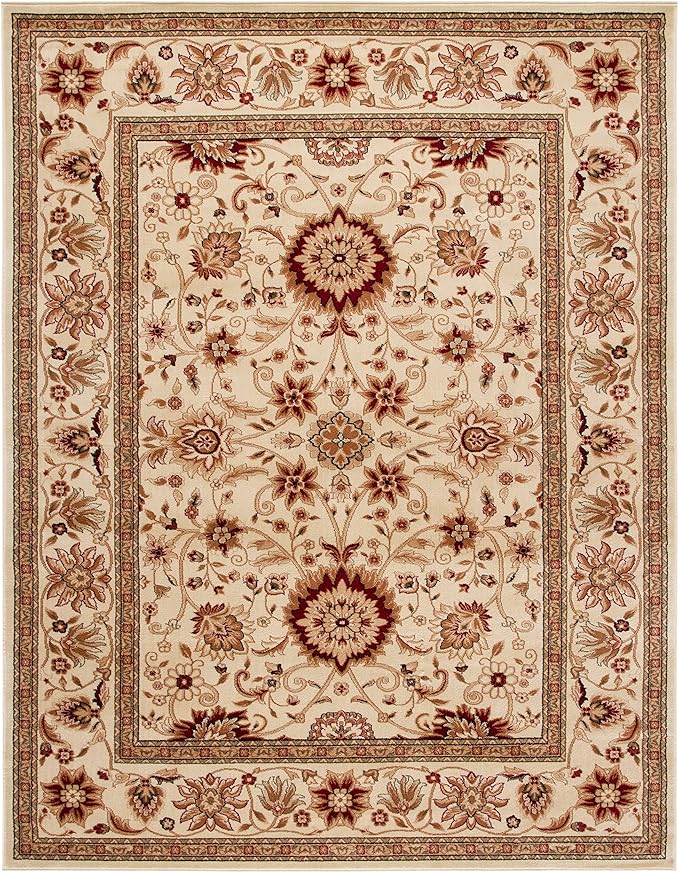 SAFAVIEH Lyndhurst Collection Area Rug - 9' x 12', Ivory & Ivory, Traditional Oriental Design, Non-Shedding & Easy Care, Ideal for High Traffic Areas in Living Room, Bedroom (LNH212L)