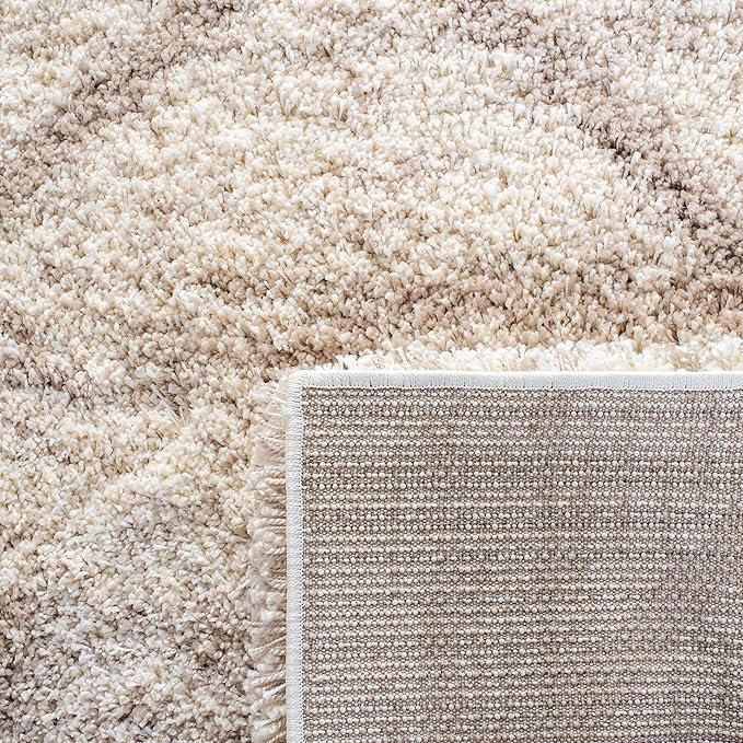 SAFAVIEH Hudson Shag Collection Area Rug - 4' Square, Multi Ivory & Beige, Modern Trellis Design, Non-Shedding & Easy Care, 2-inch Thick Ideal for High Traffic Areas in Living Room, Bedroom (SGH281H)