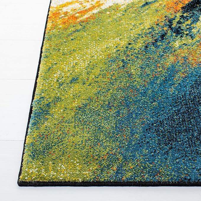 SAFAVIEH Galaxy Collection 4' x 6' Blue/Yellow GAL117L Modern Abstract Non-Shedding Living Room Dining Bedroom Accent Rug