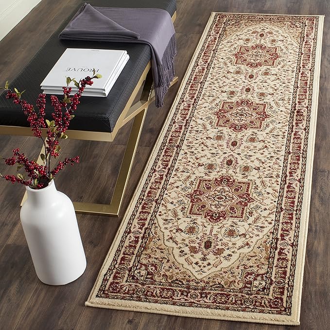 SAFAVIEH Lyndhurst Collection Runner Rug - 2'3" x 22', Ivory & Red, Traditional Oriental Design, Non-Shedding & Easy Care, Ideal for High Traffic Areas in Living Room, Bedroom (LNH330A)