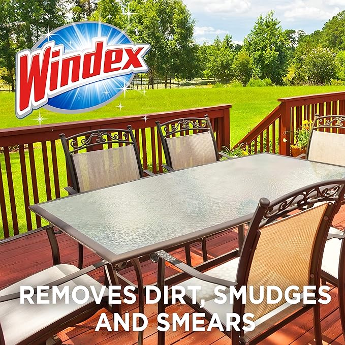 Windex Outdoor Window and Glass Cleaner for Hose Ammonia Free, Concentrated Formula for Deep Outdoor Clean, Patio Cleaner, Compatible With All Hoses, 32 Fl Oz (Pack of 8)