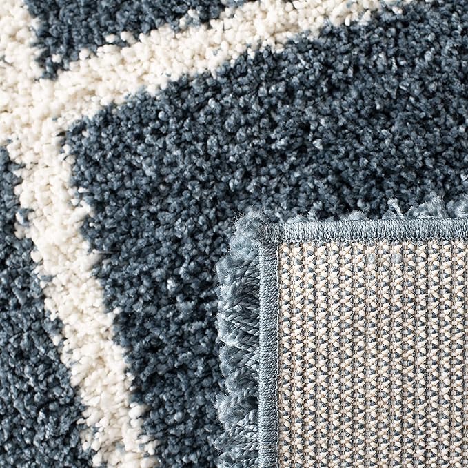 SAFAVIEH Hudson Shag Collection Runner Rug - 2'3" x 14', Slate Blue & Ivory, Trellis Design, Non-Shedding & Easy Care, 2-inch Thick Ideal for High Traffic Areas in Living Room, Bedroom (SGH281L)