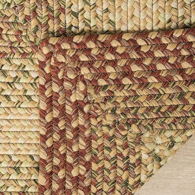 SAFAVIEH Washable Rug Outdoor Braided Collection - 4' Square, Rust & Multi, Handmade & Reversible, Non-Shedding & Easy to Clean, Ideal for Patio, Backyard, Mudroom (BRD303A)
