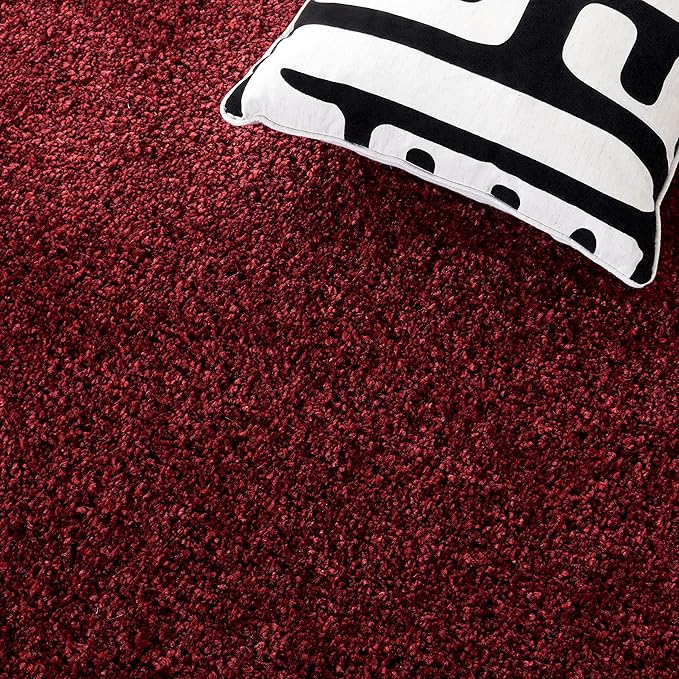 SAFAVIEH Santa Monica Shag Collection 4' x 6' Maroon SGN725 Solid Non-Shedding Living Room Bedroom Dining Room Entryway Plush 2-inch Thick Area Rug