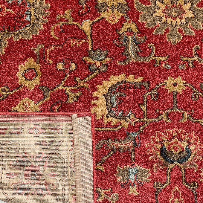 SAFAVIEH Mahal Collection Area Rug - 6'7" x 9'2", Red & Beige, Traditional Oriental Design, Non-Shedding & Easy Care, Ideal for High Traffic Areas in Living Room, Bedroom (MAH693Q)