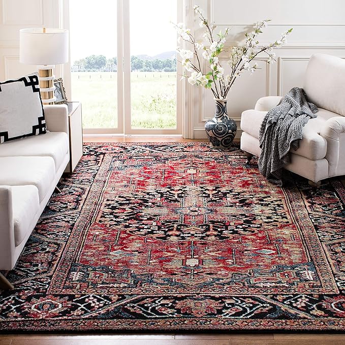 SAFAVIEH Vintage Hamadan Collection X-Large Area Rug - 11' x 15', Red & Multi, Oriental Persian Design, Non-Shedding & Easy Care, Ideal for High Traffic Areas in Living Room, Bedroom (VTH215A)