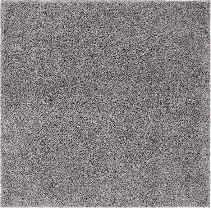 SAFAVIEH Lindsay Shag Collection Square Rug - 6'7" Square, Dark Grey, Contemporary Design, Ideal for High Traffic Areas in Bedroom, Dining Room & Kitchen (LNS560G-7SQ)