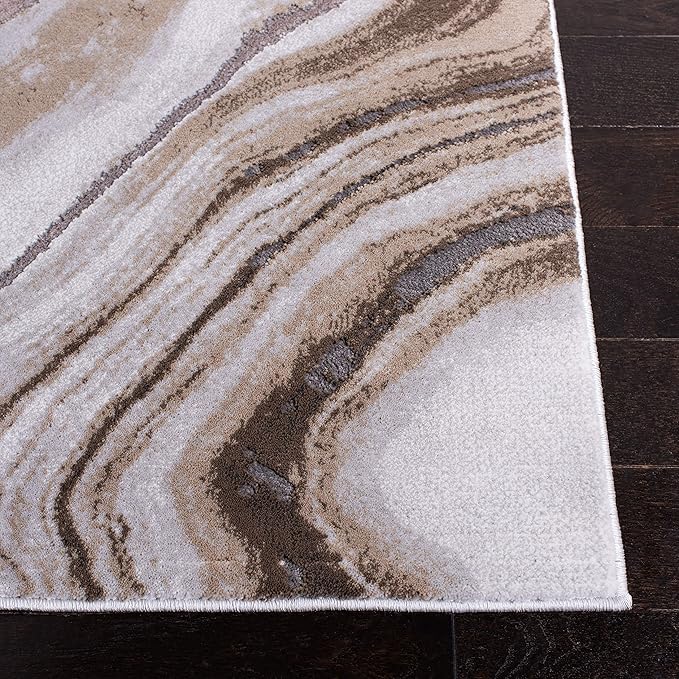 SAFAVIEH Craft Collection Area Rug - 6'7" x 9', Gold & Grey, Modern Abstract Design, Non-Shedding & Easy Care, Ideal for High Traffic Areas in Living Room, Bedroom (CFT819D)
