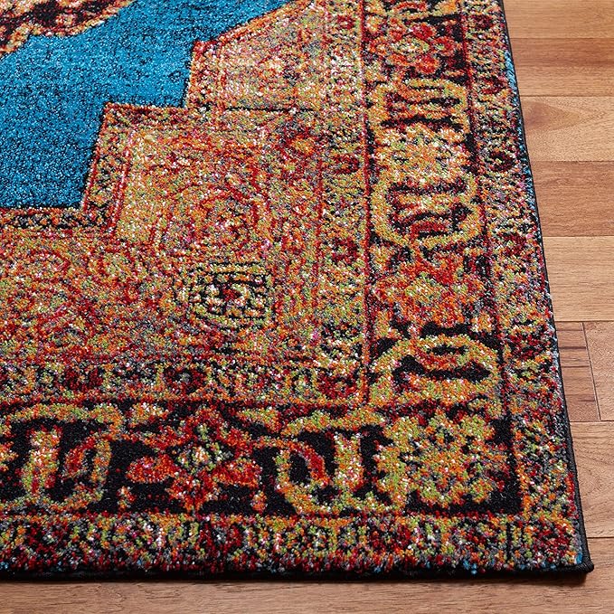 SAFAVIEH Vintage Hamadan Collection Runner Rug - 2'3" x 8', Gold & Light Blue, Traditional Oriental Design, Non-Shedding & Easy Care, Ideal for High Traffic Areas in Living Room, Bedroom (VTH219D)
