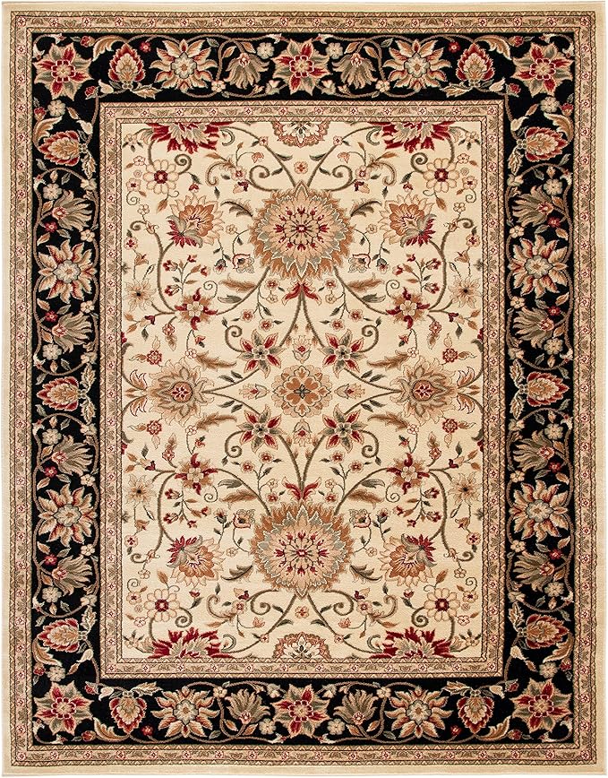 SAFAVIEH Lyndhurst Collection Area Rug - 8' x 11', Ivory & Black, Traditional Oriental Design, Non-Shedding & Easy Care, Ideal for High Traffic Areas in Living Room, Bedroom (LNH212B)