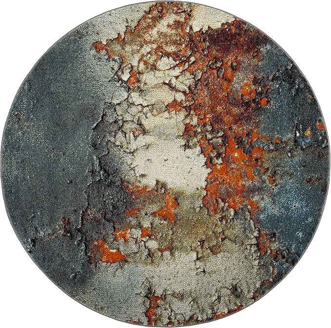 SAFAVIEH Glacier Collection 11' Round Blue/Multi GLA125B Modern Abstract Non-Shedding Dining Room Entryway Foyer Living Room Bedroom Area Rug