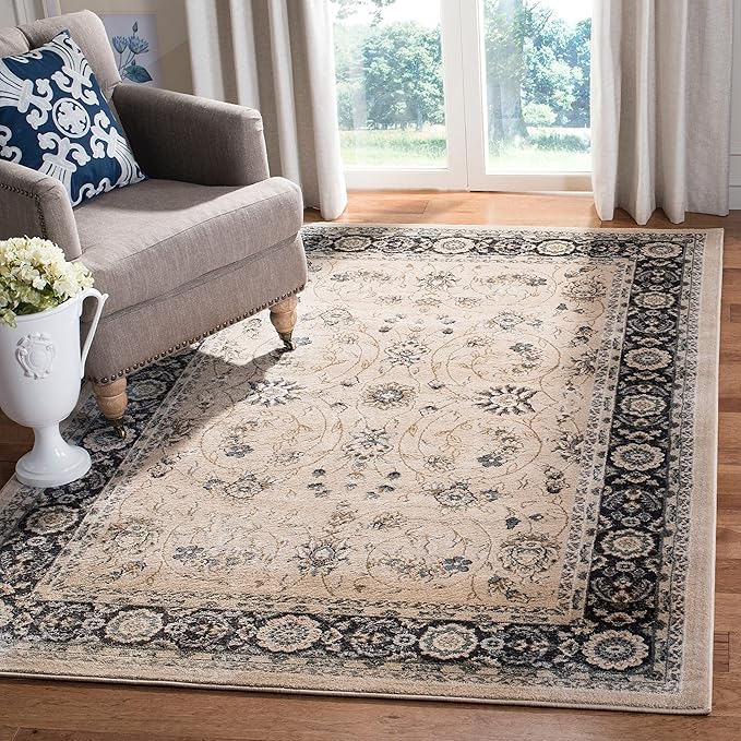 SAFAVIEH Lyndhurst Collection Area Rug - 8' x 10', Grey & Cream, Traditional Oriental Design, Non-Shedding & Easy Care, Ideal for High Traffic Areas in Living Room, Bedroom (LNH340G)