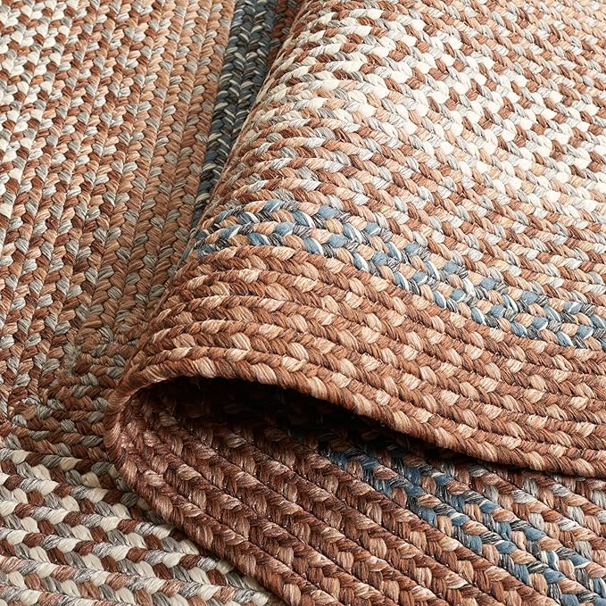 SAFAVIEH Washable Rug Outdoor Braided Collection - 2'3" x 22' Runner, Brown & Multi, Handmade, Indoor & Outdoor & Washable, Ideal for Patio, Backyard, Mudroom (BRD313A)