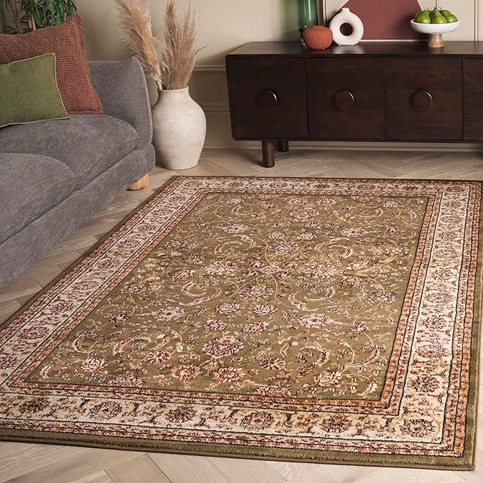 SAFAVIEH Lyndhurst Collection Accent Rug - 4' x 6', Sage & Ivory, Traditional Oriental Design, Non-Shedding & Easy Care, Ideal for High Traffic Areas in Entryway, Living Room, Bedroom (LNH219B)