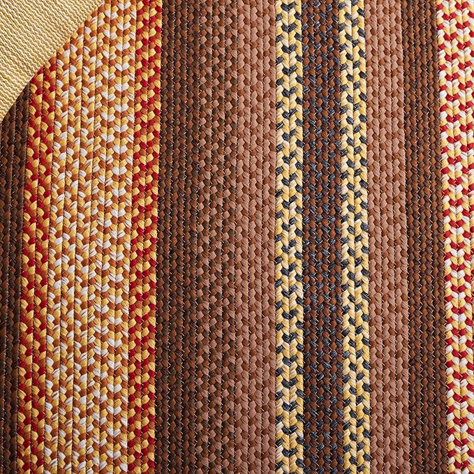 SAFAVIEH Washable Rug Outdoor Braided Collection - 4' x 6', Brown & Light Brown, Handmade & Reversible, Non-Shedding & Easy to Clean, Ideal for Patio, Backyard, Mudroom (BRD313T)