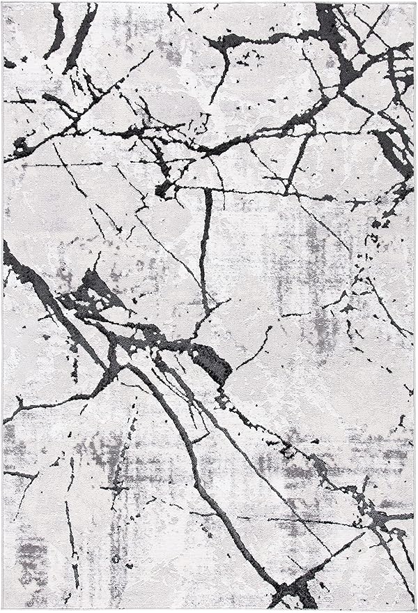 SAFAVIEH Amelia Collection Area Rug - 6' x 9', Grey & Black, Modern Abstract Design, Non-Shedding & Easy Care, Ideal for High Traffic Areas in Living Room, Bedroom (ALA293K)