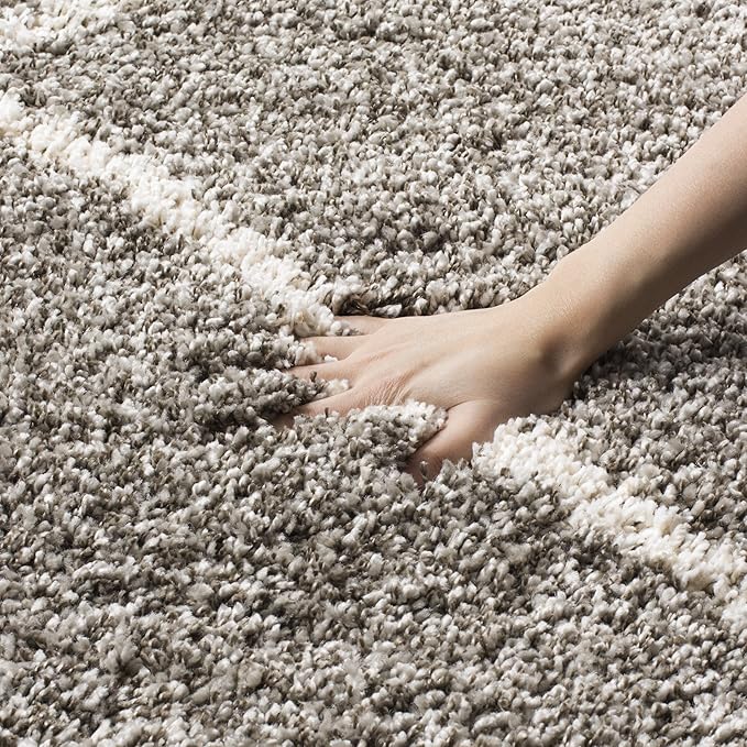 SAFAVIEH Hudson Shag Collection Area Rug - 11' Square, Grey & Ivory, Modern Trellis Design, Non-Shedding & Easy Care, 2-inch Thick Ideal for High Traffic Areas in Living Room, Bedroom (SGH281B)